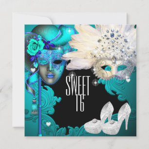 Masquerade, Sweet sixteen, Quinceanera Invitation
