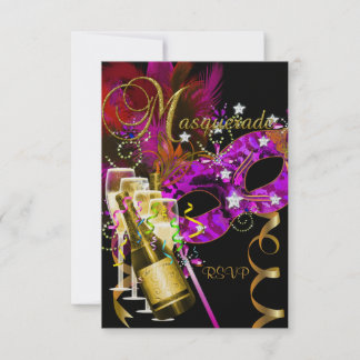 Masques de réponse RSVP noir or rose