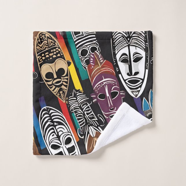 Masques tribaux africains colorés (Gant de toilette)