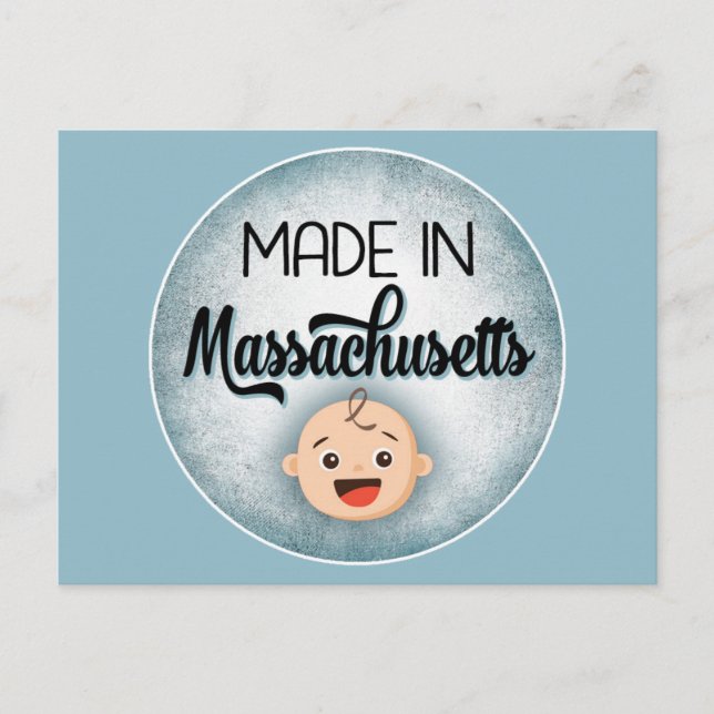Massachusetts Baby Funny Blue New Boy Carte postal (Devant)