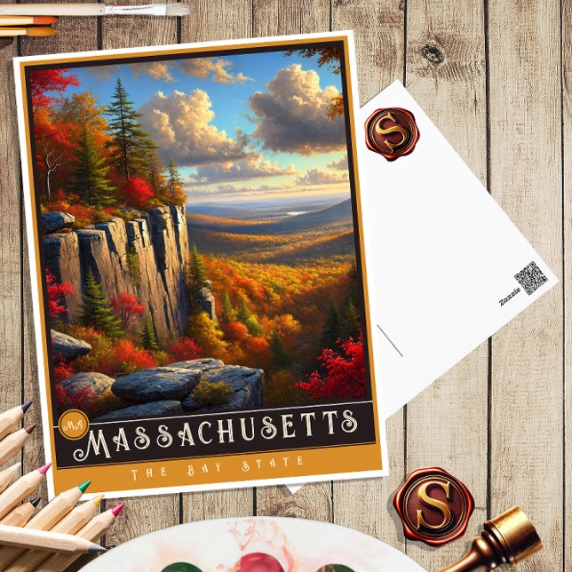 Massachusetts | Carte postale État hyper-réaliste (Créateur téléchargé)