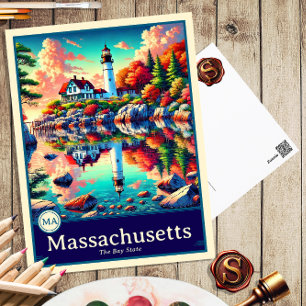 Massachusetts Carte postale ombragée style Anime