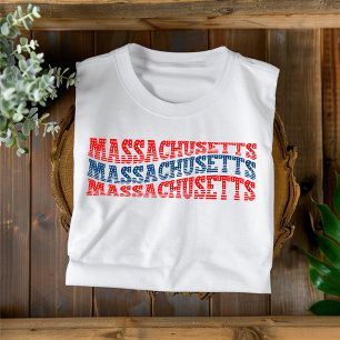 Massachusetts patriotiques T-shirt Boho rouge et b