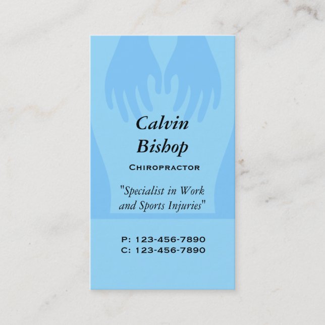 Massage/ Carte de visite chiropraticien/ Bleu (Devant)