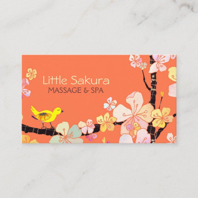 Massage d'oiseaux Lil Sakura + Carte de rendez-vou (Devant)