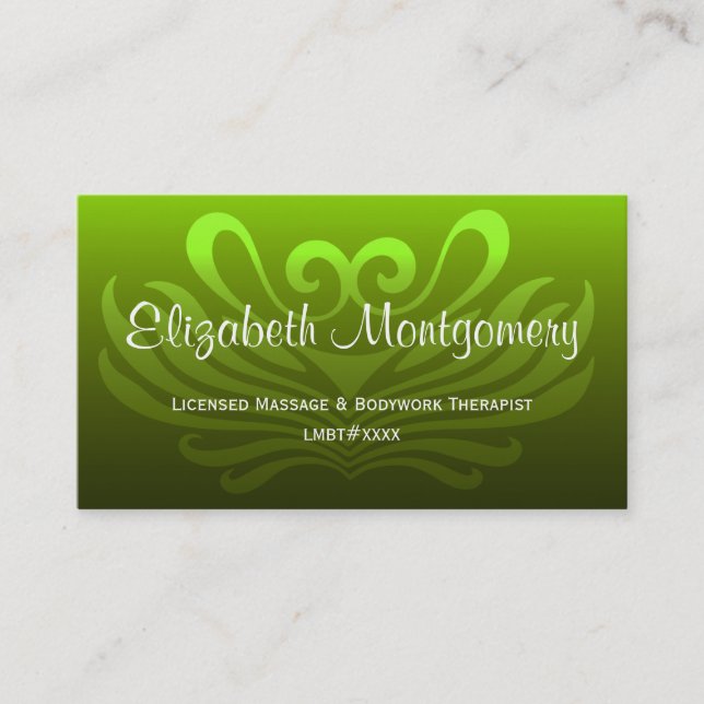 Massage professionnel vert / Carte de visite de yo (Devant)
