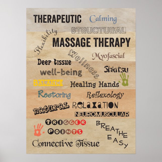 Massage thérapeutique Mots Poster Art (Devant)