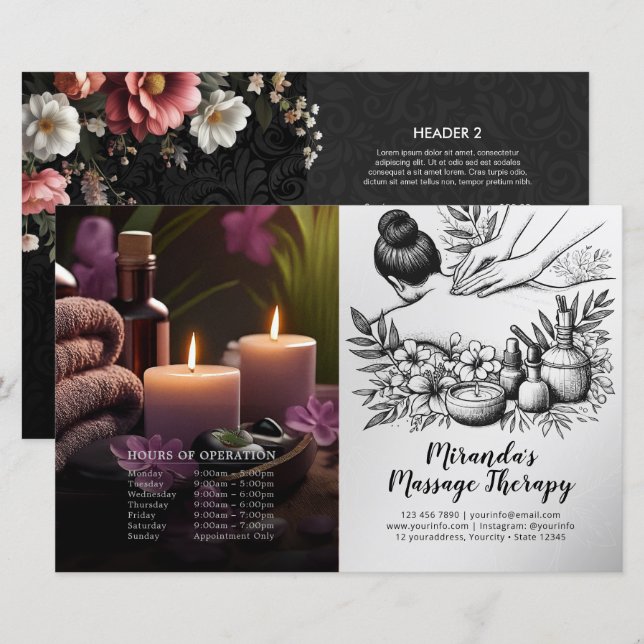 Massage Thérapie Healing Hands Prix Bifold Flyer (Devant / Derrière)