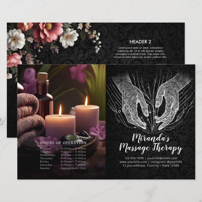 Massage Thérapie Healing Hands Prix Bifold Flyer (Devant / Derrière)