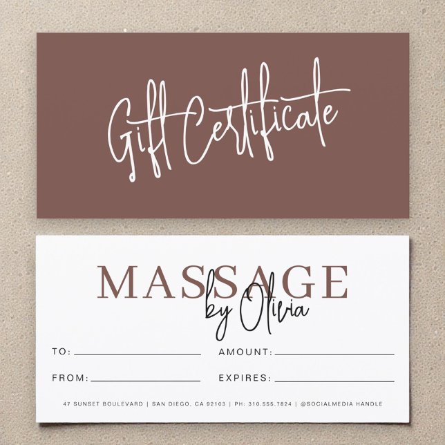 Massage Therapist Terracotta Gift Certificates (Créateur téléchargé)