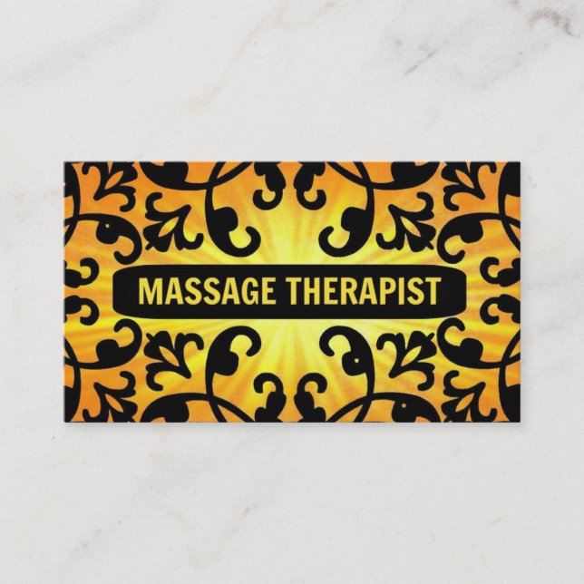 Massage Thérapiste Sunshine Damask Carte de visite (Devant)