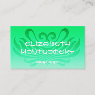 Massage vert - carte de visite de rendez-vous de
