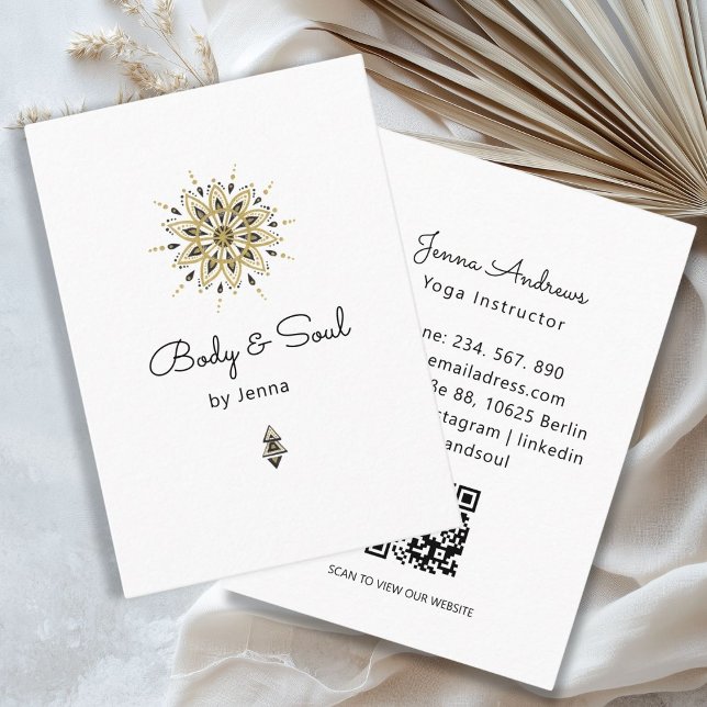 Massage Yoga moderne Wellness QR Code Carte de vis (Modern Yoga Massage Wellness QR Code Business Card)