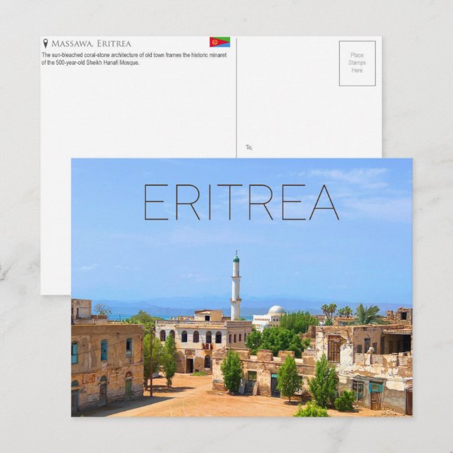 Massawa, carte postale de voyage Érythrée (Devant / Derrière)