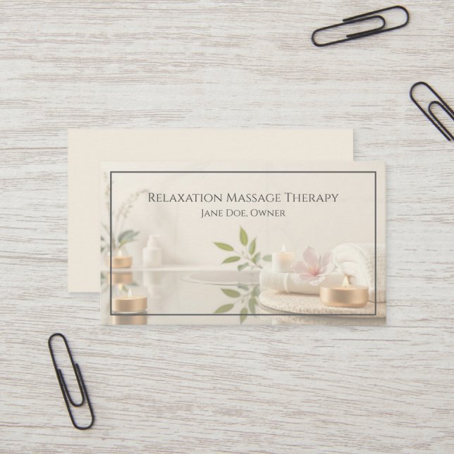 Masseuse Massage Thérapeute Carte de visite (Devant/Arrière en situation)