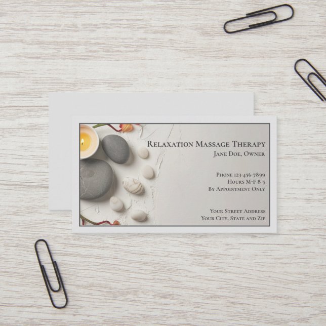 Masseuse Massage Thérapeute Carte de visite (Devant/Arrière en situation)