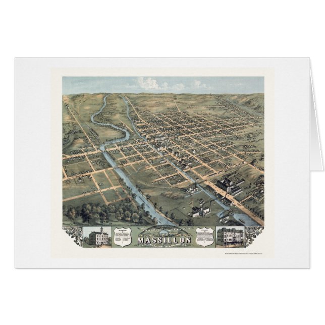 Massillon, carte panoramique de l'OH - 1870 (Devant horizontal)