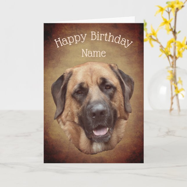Mastiff Chien Carte d'anniversaire personnalisée (Fleur jaune)