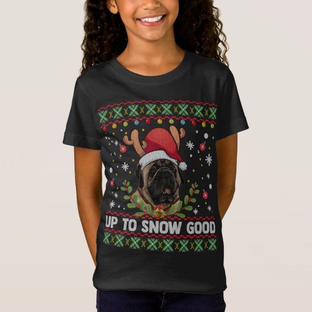 Mastiff Chien Reindeer Vilain Sweat de Noël (Devant)