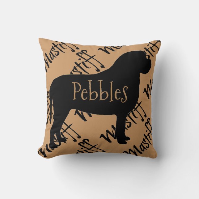 Mastiff Chien Silhouette Coussin personnalisé (Recto)