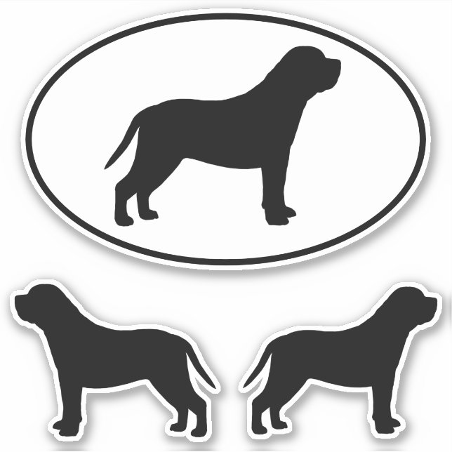 Mastiff Chien Silhouettes Sticker Vinyl Set (Devant)