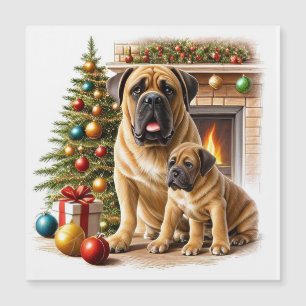 Mastiff Dogue de Bordeaux cheminée Noël