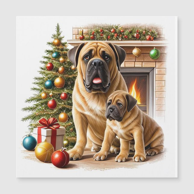 Mastiff Dogue de Bordeaux cheminée Noël (Devant)