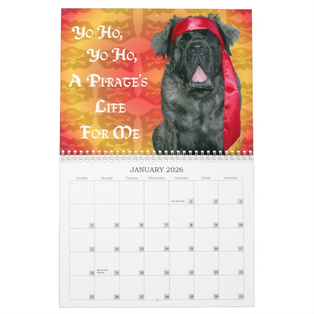 Mastiff Dress Up Calendrier (Jan 2026)