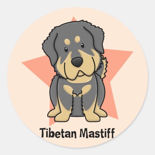 Mastiff tibétain d'étoile de Kawaii Sticker Rond