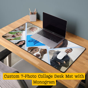 Mat de bureau de 7 photos avec monogramme personna