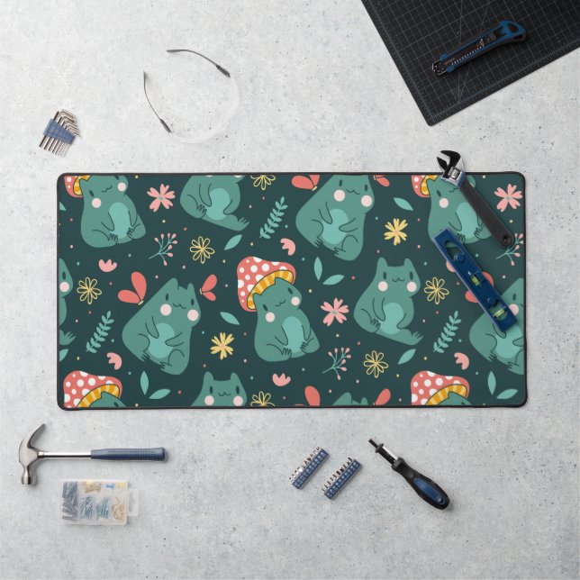 Mat de bureau de grenouille de Kawaii Whimsical (Poste de travail)