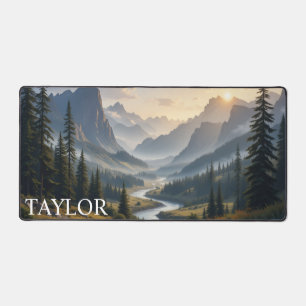Mat de bureau de montagne personnalisé avec nom   