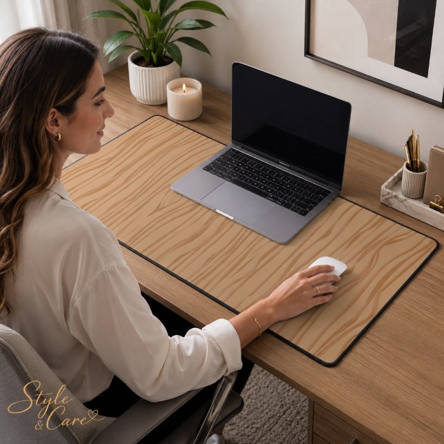 Mat de bureau en bois naturel pour espace de trava (Natural Wood Grain Desk Mat for Stylish Workspace)