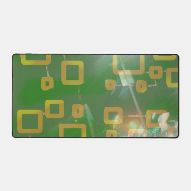 Mat de bureau géométrique Carré vert et jaune (Recto)