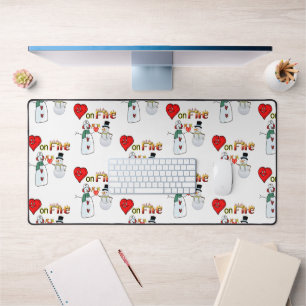 Mat de bureau Snowman Coeur en feu