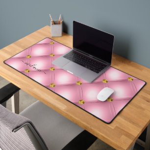 Mat de bureau Tufé en pierre rose or et nom person