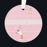 Match de tennis rose Pastel moderne<br><div class="desc">Illustration d'un match de tennis rose moderne sur un court de tennis rose.</div>