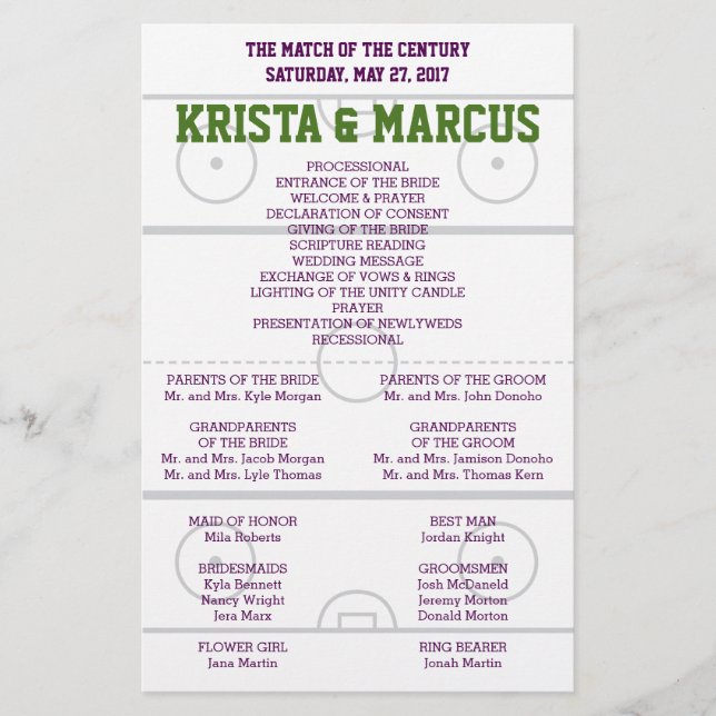 Match of the Century Wedding Program (Devant)