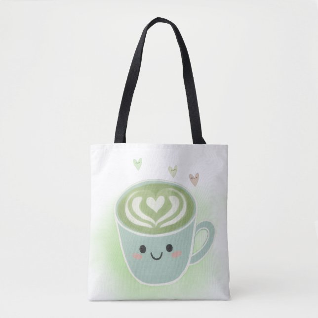 Matcha Latte Heart Shoulder Tote Bag (Devant)