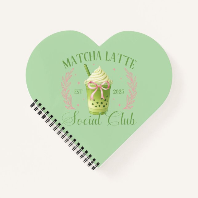 Matcha Latte Social Club Carnet Spiral Coeur (Devant)
