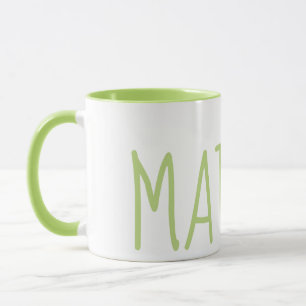 Matcha texte vert et dans la tasse
