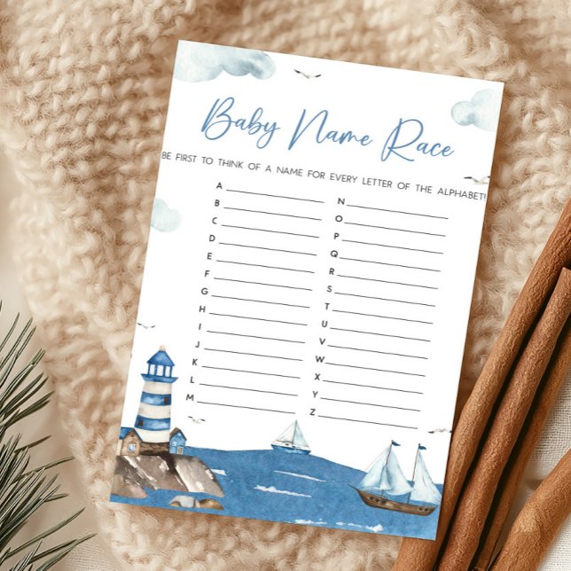 Matelot, C'est un Garçon Jeu de Course de Noms de  (Blue Boy Baby Shower Baby Name Race Game)