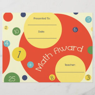 Math Award Pois de certificat étudiant
