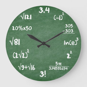Math Green Ardoise Mathématiques Mur Horloge