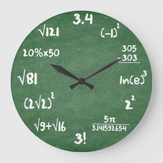 Math Green Ardoise Mathématiques Mur Horloge