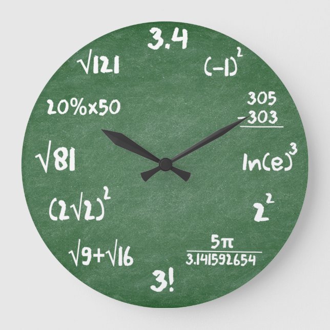 Math Green Ardoise Mathématiques Mur Horloge (Recto)
