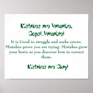 Math Mindsets Poster Erreurs sont bonnes