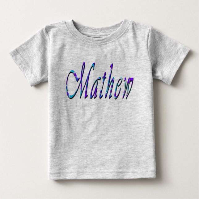 Mathew, Nom, Logo, T-shirt Gris pour bébé (Devant)