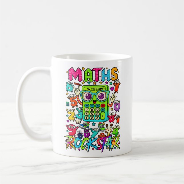 Maths Rockstar Cute Calculator Mug for Kids (Gauche)