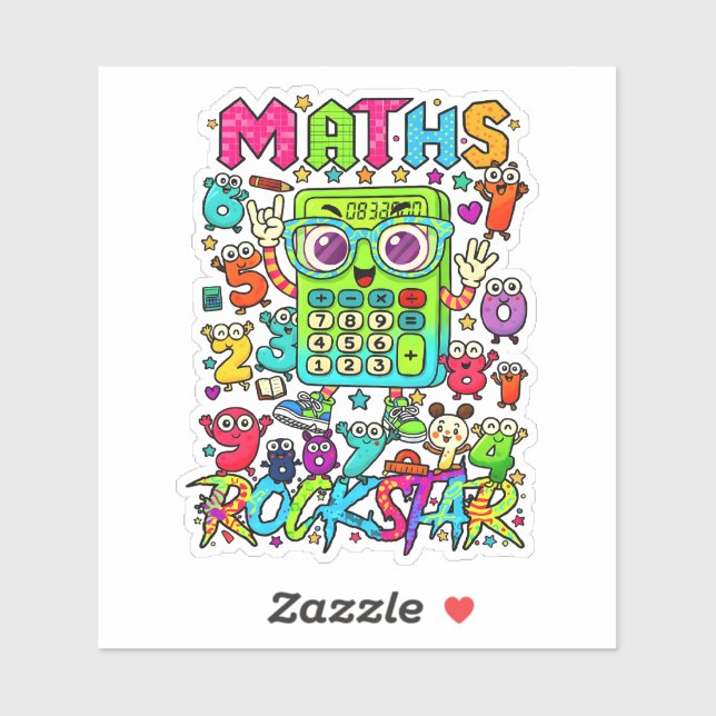 Maths Rockstar Cute Numbers Sticker for Kids (Feuille)